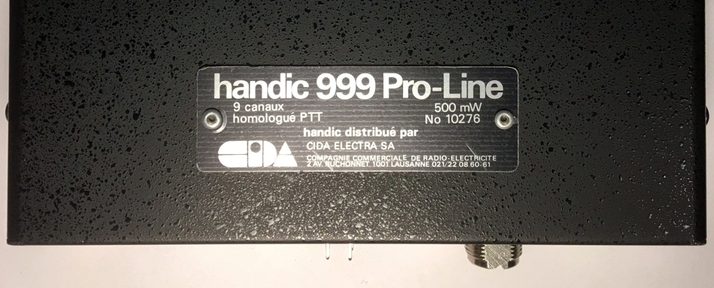 Handic 999 typeplaat